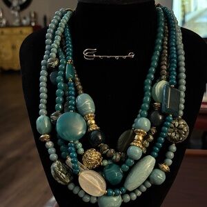 Chico's Elegant Multi-Strand Teal Necklace
